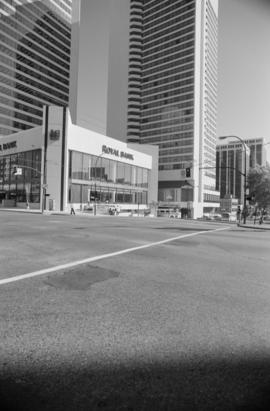 [Royal Bank Building and the Hyatt Regency Hotel at] Burrard at Georgia Streets