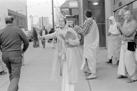 Hare Krishnas outside Royal Bank on Granville Street