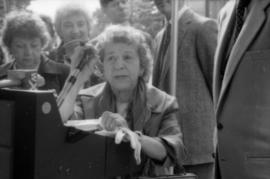 Theresa Galloway speaking at drinking fountain inauguration