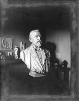[Bust of Mayor David Oppenheimer by Charles Marega in studio before placement at Stanley Park]