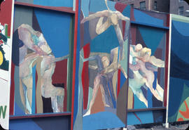 Murals on boarding around the Vancouver Art Gallery building and site