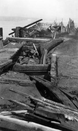 Showing damage to Pier D after fire