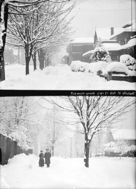 [Two views of Melville Street covered in snow]