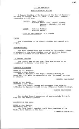 Council Meeting Minutes : Mar. 21, 1978