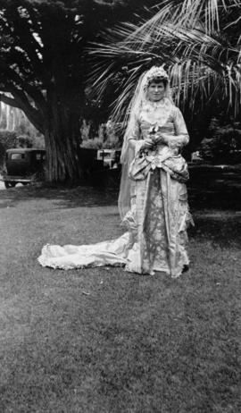 Bea[trice Timmins] ditto, [in Mrs. Barker's wedding dress, San Diego]
