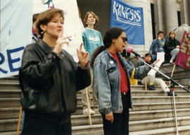 Miche Hill, Project Coordinator of the Vancouver Status of Women was one of the speaker at the an...