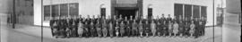 [Group portrait of mature Japanese School students in front of the Japanese Hall]