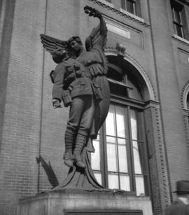 [C.P.R. war memorial outside the train station on Water Street]