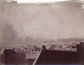 [Looking east towards Hastings Sawmill from the roof of the Hotel Vancouver]