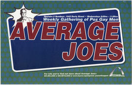 Average Joes : weekly gathering of poz gay men : Upstairs at Numbers, 1042 Davie Street : British...