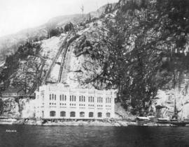 [B.C. Electric Railway Company's Lake Buntzen power house from the water]