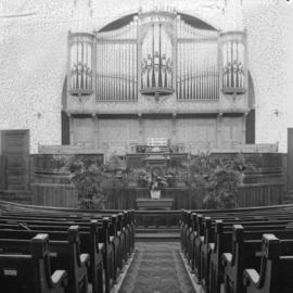 [The organ inside Wesley Methodist Church on the southwest corner of Burrard Street at Georgia St...