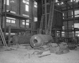 Erecting structural steel for #1 boiler in foreground