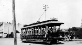 [B.C.E.R. car (number 26) "Robson St.-Park" with passengers]