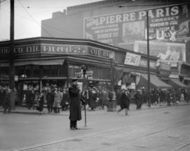 Constable Duncan McTavish at the intersection of Abbott and Hastings Street operating hand traffi...