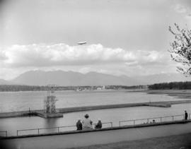 U.S. blimp [over] English Bay