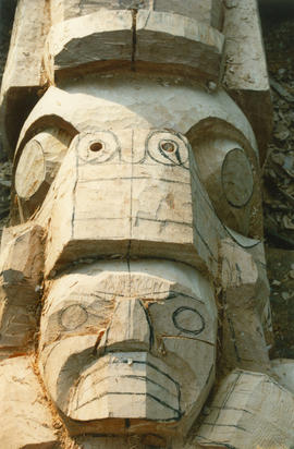 Early stage of carving Devonian Totem