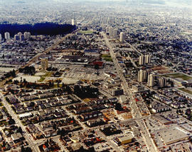 [Aerial view looking west over Burnaby towards Vancouver]