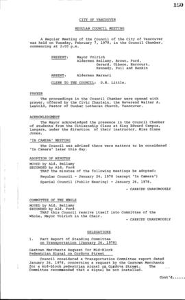 Council Meeting Minutes : Feb. 7, 1978