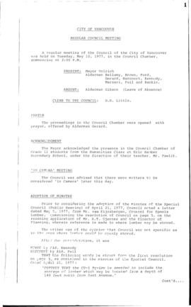 Council Meeting Minutes : May 10, 1977