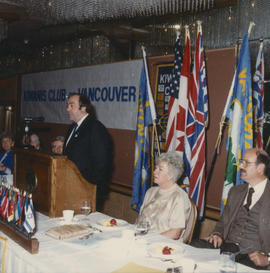 Man speaking at the Kiwanis Club Centennial luncheon