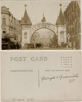 German, Swiss, and Austrian Societies arch on Granville Street at Georgia for the Duke of Connaug...