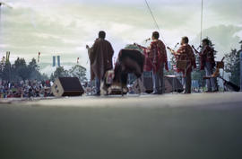 View of performers and crowd from stage during Canada Day celebration