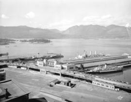 [View of C.P.R. Pier 'B' and Pier 'C' from the top of the Royal Bank building]