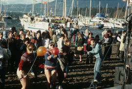 Crowd on beach at Polar Bear Swim