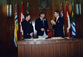 Ross Mcdonald, Eric Jespersen and Mayor Philip Owen in council chambers during civic recognition ...