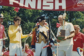 Award presentation at finish line