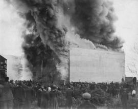 [Spectators watching fire at Cottrell Warehouse on Water Street]