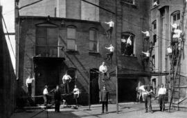 [No. 2 Firehall staff practicing drills and training]