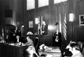 Mayor Art Phillips standing, about to address City Council