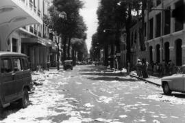 Riot damage, rubble and debris at the Hotel Majestic