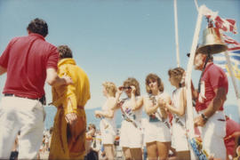 Man ringing bell at finish line