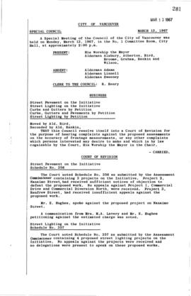 Special Council Meeting Minutes : Mar. 13, 1967