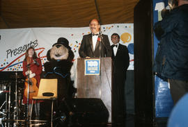 Mike Harcourt speaking at Vancouver's 99th birthday celebration at the Vancouver Museum