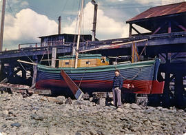 [Karl Koenig and sailboat at] foot of Chesterfield