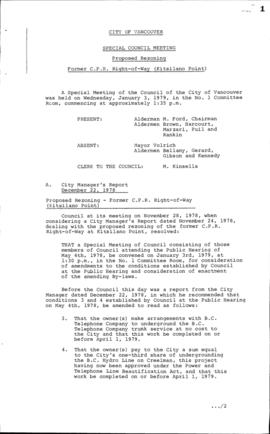 Special Council Meeting Minutes : Jan. 3, 1979