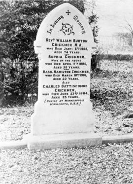 [The gravestone of Reverend William Burton Crickmer and family]
