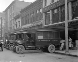 F.R. Stewarts & Co. trucks [built by] Federal Motors Wading goods for F.R. Stewart Limited