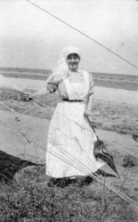 [A nurse outside No. 5 Canadian General Hospital]