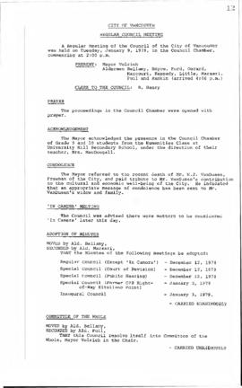Council Meeting Minutes : Jan. 9, 1979