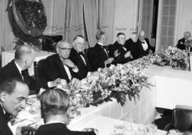 [A group of men at The Honourable E.W. Hamber's birthday dinner]