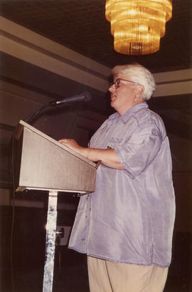Unidentified woman delivering speech