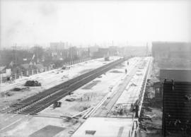 [Construction of railway overpass in Grandview-Woodland]