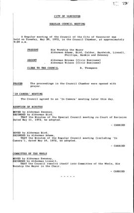Council Meeting Minutes : May 30, 1972