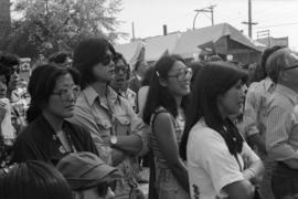Audience watching a performance at the 1977 Powell Street Festival