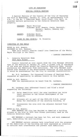 Special Council Meeting Minutes : Jan. 21, 1976